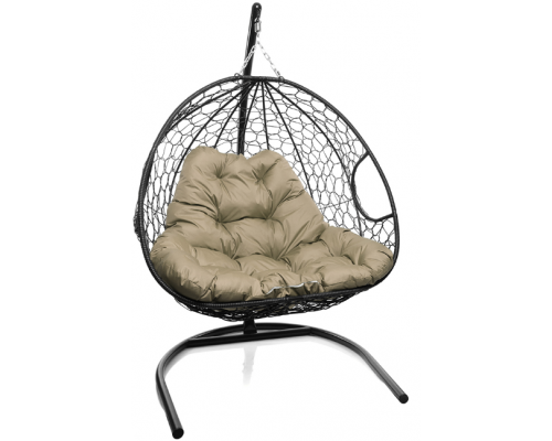 Подвесное кресло с ротангом ''Для Двоих'' Чёрное